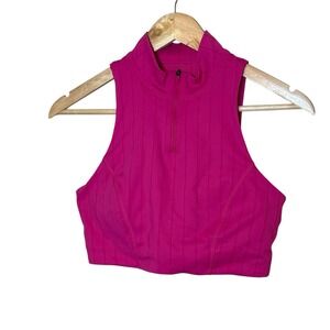 JoyLab Women's High Neck Zip Up Sports Bra Hot Pink Medium Barbie Gym‎ Workout